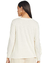 Load image into Gallery viewer, KAILASA BY ANGEL BAY Women's Top with Full Embroidery Net Sleeves Stylish Knitted Blouse (White, Fabric - Injected Slub Knit)