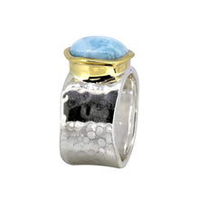 Load image into Gallery viewer, YoTreasure Larimar Ring Solid 925 Sterling Silver Brass Jewelry