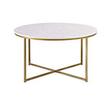 Load image into Gallery viewer, Walker Edison Furniture Company Modern Round Coffee Accent Table Living Room, Marble/Gold