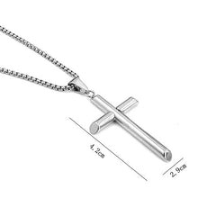 Load image into Gallery viewer, Hollywood Jewelry 14K White Gold Chain Cross Pendant Necklace for Men, Women w/Real Strong Solid Clasp Miami Cuban Link Style (16)