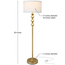 Load image into Gallery viewer, Brightech Riley - Free Standing Boho Floor Lamp - Tall Pole Light for Living Room Or Bedroom- Mid Century, Modern Upright Light with Drum Shade - With LED Bulb - Gold aka Antique Brass