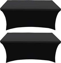 Load image into Gallery viewer, Utopia Kitchen - 2 Pack, 6 Ft Stretchable Tablecloth - Tight Fit Washable and Wrinkle Resistant Spandex Table Cover for Event & Parties (Black)