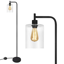 Load image into Gallery viewer, Black LED Floor Lamp, Acaxin Standing Lamp with Hanging Glass Lamp Shade, Industrial Light with Halogen Bulb for Living Room & Bedroom