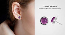Load image into Gallery viewer, Genuine 8mm Round Shape Amethyst Stud Earrings 925 Silver Plated Handmade Stud Earrings Jewelry For Women