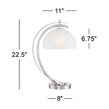 Load image into Gallery viewer, Calvin Modern Table Lamps Set of 2 with USB Charging Port Brushed Steel White Glass Shade for Living Room Bedroom - Possini Euro Design