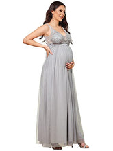 Load image into Gallery viewer, Ever-Pretty Women's Maxi A-line Sleeveless Lace V-Neck Maternity Photography Dresses Gray US12