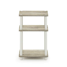 Load image into Gallery viewer, Furinno Just 3-Tier Turn-N-Tube End Table / Side Table / Night Stand / Bedside Table with Plastic Poles, 1-Pack, Sonoma Oak/White