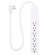 Load image into Gallery viewer, GE Power Strip Surge Protector, 6 Outlets, Flat Plug, 2ft Power Cord, Wall Mount, White, 40532