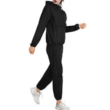 Load image into Gallery viewer, Junlan Sauna Suit for Women Sweat Sauna Pants Weight Loss Jacket Gym Workout Vest Sweat Suits for Women (Black Jacket, XX-Large)