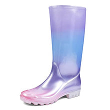 Load image into Gallery viewer, DKSUKO Women's Tall Rain Boots Waterproof Wellington Boots(11 B(M) US,Pearlescent Purple Gradient)