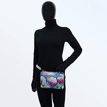Load image into Gallery viewer, Anuschka Women’s Genuine Leather All Round Zip Crossbody/Belt Bag - Hand Painted Exterior - Hypnotic Hydrangeas