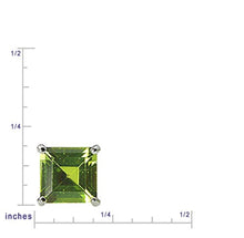 Load image into Gallery viewer, 10K White Gold Princess cut Peridot Stud Earrings, (5mm)