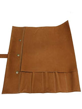 Load image into Gallery viewer, chef knife bag |Travel-Friendly Chef Knife Wrap Bag | Genuine Leather Knife Roll | Storage Bag Handles Carry Case Kitchen | travel bag knives holder | for professional Chefs | KB006 (Crunch Brown)