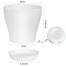Load image into Gallery viewer, HOMENOTE Plant Pots, Set of 15 Plastic Planters with Multiple Drainage Holes and Tray 6 inch Indoor Plant Pot for All Home Garden Flowers Succulents (White)