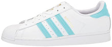 Load image into Gallery viewer, adidas Originals Men's Superstar Sneaker, Pulse Aqua/White/Gold Metallic, 12