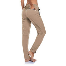 Load image into Gallery viewer, BINSTERAIN Women's Cargo Hiking Pants Zipper Pockets Lightweight Outdoor Elastic Waist Quick Dry Water Resistant UPF 50+ (Khaki, M)