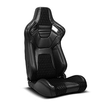 Load image into Gallery viewer, ModifyStreet Pair of All Black PVC w/Suede Snake Pattern & Rear Carbon Fiber Style leather Reclinable Racing Seats W/Silders