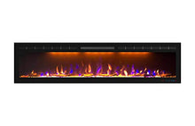 Load image into Gallery viewer, Mystflame 72 inch Electric Fireplace - Ultra Slim Frame - in Wall Recessed & Wall Mounted - Multicolor Flame - Log & Crystal Hearth - 1500/750 Watt Heater - Remote Control & Touch Screen- Timer