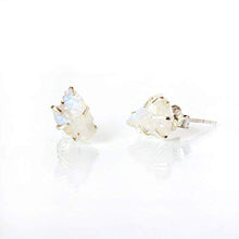 Load image into Gallery viewer, Raw Rainbow Moonstone Earrings Set in 925 Sterling Silver Studs