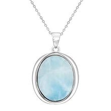Load image into Gallery viewer, Sterling Silver Oval Natural Larimar Pendant with 18" Chain