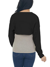 Load image into Gallery viewer, Vermisse Women's Crewneck Long Sleeve Pullover Crop Tops Casual Cut-out Solid Loose Cropped Sweatshirts Black