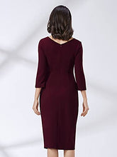 Load image into Gallery viewer, AISIZE Women's Retro Classy V-Neck Stretch Business Wrap Bodycon Dress Small Burgundy