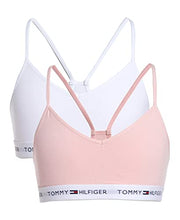 Load image into Gallery viewer, Tommy Hilfiger Girl's Crop Bra, Solid Star Crystal Rose-White, 6-7