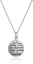 Load image into Gallery viewer, Sterling Silver "Faith Hope Love" Floating Mustard Seed Circle Pendant Necklace, 18"