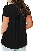 Load image into Gallery viewer, JIOTANG Women's Plus Size Tops Henley Shirts for Women V Neck Buttons Up Pleated Tunic Tops(Black,14Plus)