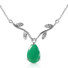 Load image into Gallery viewer, Galaxy Gold 1.02 ct 14k White Gold Drop Necklace with Genuine Diamonds & Pear-Shaped Natural Emerald 4273W (24)