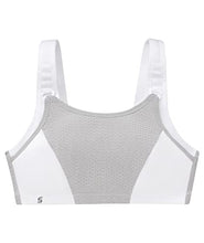 Load image into Gallery viewer, Glamorise Womens Custom Control Wirefree #1166 Sports Bra, White/Gray, 32B US