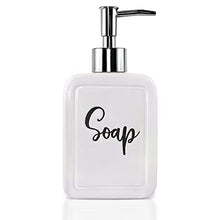 Load image into Gallery viewer, Home Acre Designs Farmhouse Soap Dispenser – 13oz, Ceramic, White Hand Pump for Soap – Rustic Kitchen & Bathroom Accessories for Home