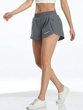 Load image into Gallery viewer, CADMUS 2 in 1 Women's Workout Shorts Gym Running Shorts for Women Sport Pro Shorts Zipper Phone Pockets,3 Pack, Black & Gray & White, Medium