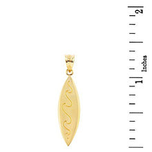 Load image into Gallery viewer, Fine 10k Gold Ocean Waves Surfboard Pendant Necklace, 20"