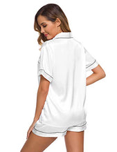 Load image into Gallery viewer, SWOMOG Pajamas Set Short Sleeve Sleepwear Womens Button Down Nightwear Soft Pj Lounge Sets White