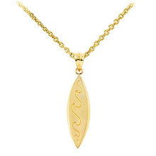 Load image into Gallery viewer, Fine 10k Gold Ocean Waves Surfboard Pendant Necklace, 20"