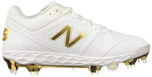 Load image into Gallery viewer, New Balance Women's Fresh Foam Velo V1 TPU Molded Softball Shoe, White/Gold, 7 M US
