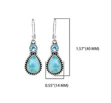 Load image into Gallery viewer, YoTreasure Larimar & Blue Topaz Solid Sterling Silver Designer Earrings
