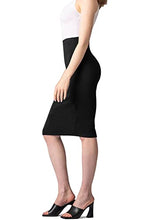 Load image into Gallery viewer, Womens Premium Nylon Ponte Stretch Office Pencil Skirt Made Below Knee KSK45002 1073T Black 1X