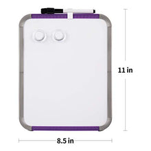 Load image into Gallery viewer, Deli Small Magnetic Dry Erase Board, 8.5 x 11 Inches, Whiteboard with Markers & Magnets for to Do List, Refrigerator, Locker, Office Door, Wall, Purple Frame