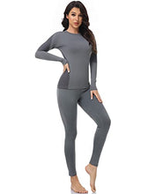 Load image into Gallery viewer, WEERTI Thermal Underwear for Women, Long Johns for Women with Fleece Lined, Long Underwear Women Winter Cold Weather (GREY+CHARCOAL XS)