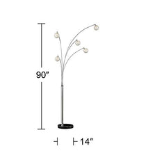 Load image into Gallery viewer, Allegra Mid Century Modern Arc Floor Lamp 5-Light Chrome Marble Base Crystal Ball Shades Foot Dimmer for Living Room - Possini Euro Design
