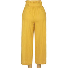 Load image into Gallery viewer, MOLFROA Womens Casual Crop Wide Leg Lace Up High Waisted Dress Pants with Fabric Belt (Yellow,S)