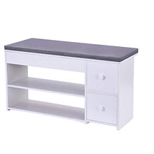 Load image into Gallery viewer, 2 Tier Shoe Rack Bench with Cushion & 2 Drawer, shamoluotuo Shoe Organizer Sponge Padded Seat, Entryway Seat Storage Shelf, Storage Cabinet Hallway Furniture, Storage Stool for Home Entryway (White)