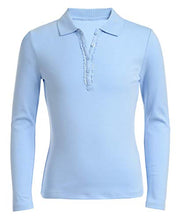 Load image into Gallery viewer, Nautica Girls' Uniform Long Sleeve Polo with Ruffle Placket,Light Blue,Small(7)