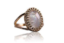 Load image into Gallery viewer, Moonstone Rings for Women by Anemone Jewelry - Adorable Oval Moonstone Ring with 14K Rose Gold-filled Band - Customizable - Gorgeous June Birthstone Ring Sizes 3-12.5 - Handmade by Artisans