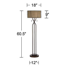 Load image into Gallery viewer, Marlowe Modern Floor Lamp Industrial Bronze Woven Iron and Burlap Double Drum Shade for Living Room Reading Bedroom - Franklin Iron Works