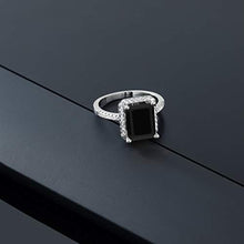 Load image into Gallery viewer, Gem Stone King 925 Sterling Silver Black Onyx Women's Ring (3.49 Cttw 10X8MM Emerald Cut) (Size 6)