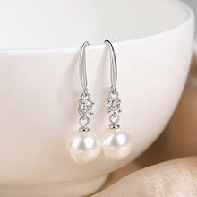 Load image into Gallery viewer, MIAODAM Women'S Pearl Earrings Earrings, Simple Temperament Long Earrings With Diamonds, Gifts For Girls