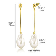 Load image into Gallery viewer, Gold Pearl Drop Dangle Earrings: Long Chain Ball Post Stud White Baroque Vintage Pendant Earring - Hypoallergenic Fashion Dainty Party Jewelry Gift for Women Girls Teens